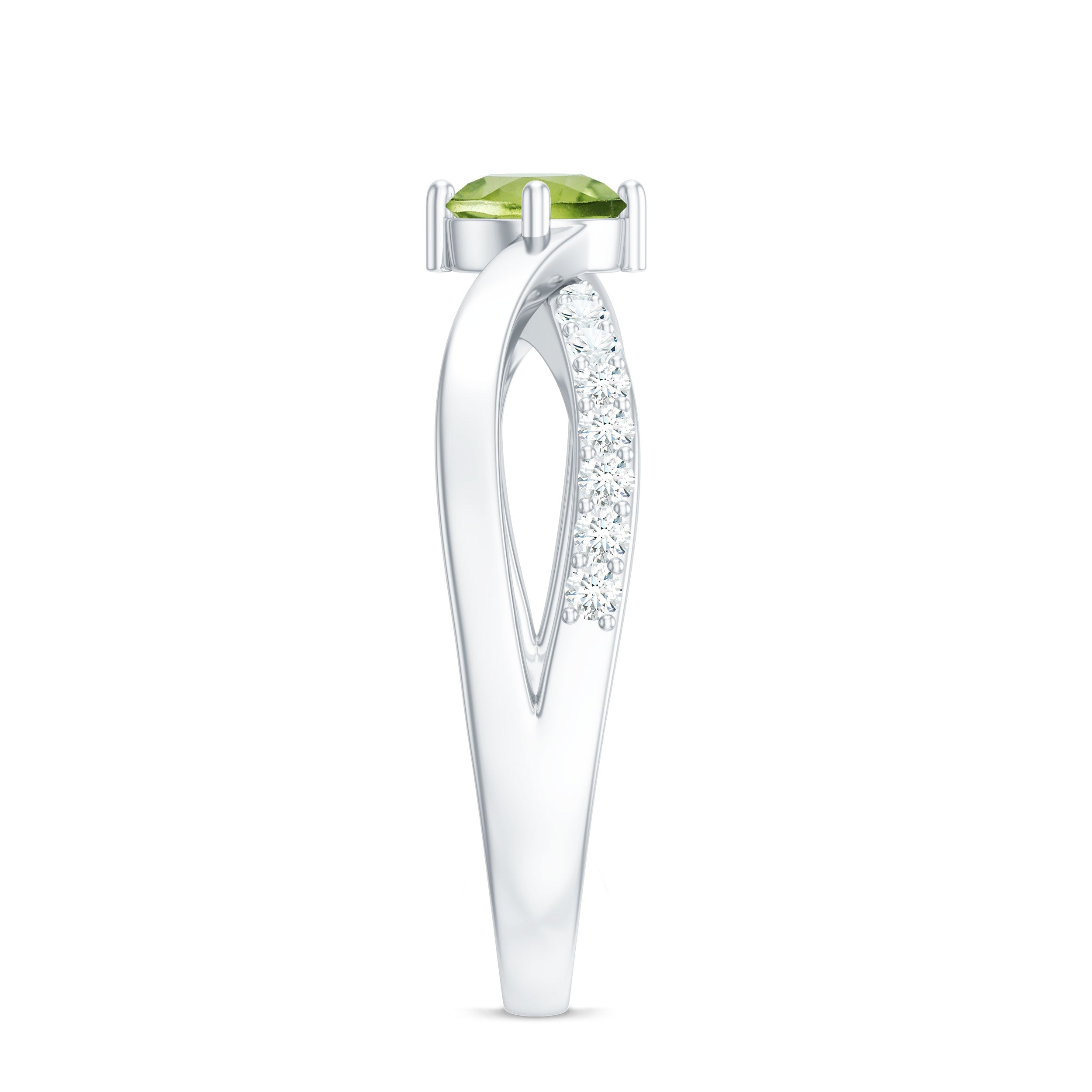 Natural 0.5 Carat Peridot Infinity Promise Ring with Diamond AAA - Rosec Jewels