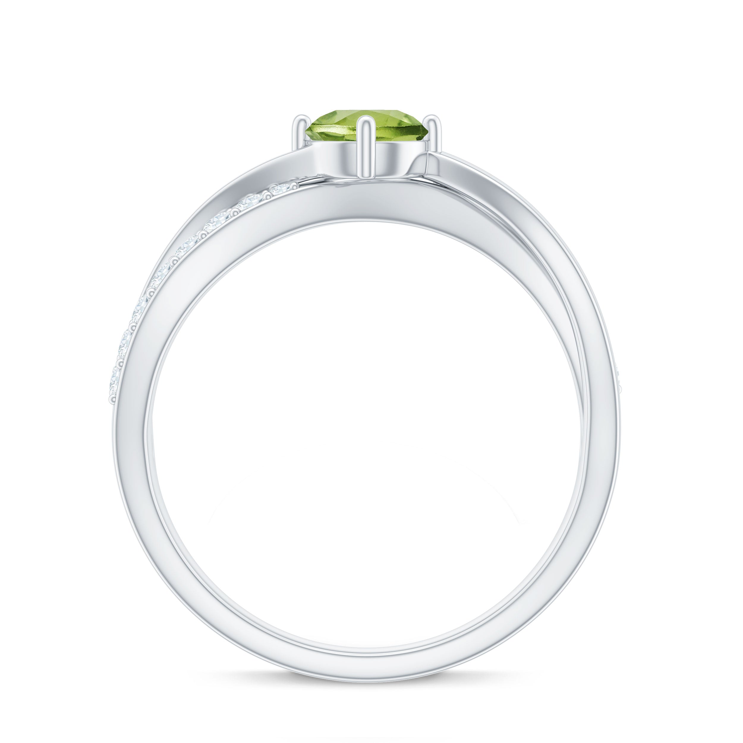 Natural 0.5 Carat Peridot Infinity Promise Ring with Diamond AAA - Rosec Jewels