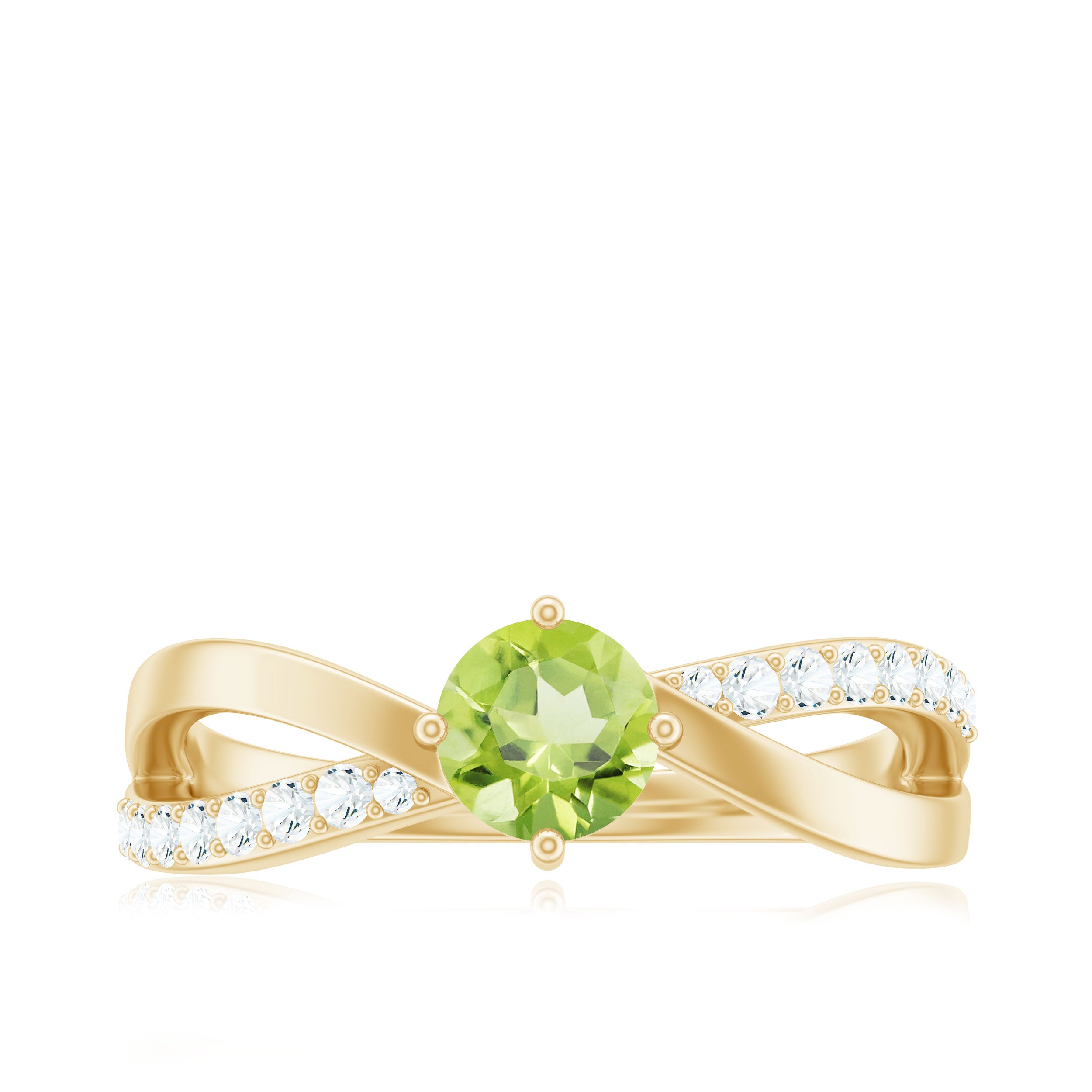 Natural 0.5 Carat Peridot Infinity Promise Ring with Diamond AAA - Rosec Jewels