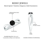 Certified Real Black Spinel Promise Ring with Diamond AAA - Rosec Jewels