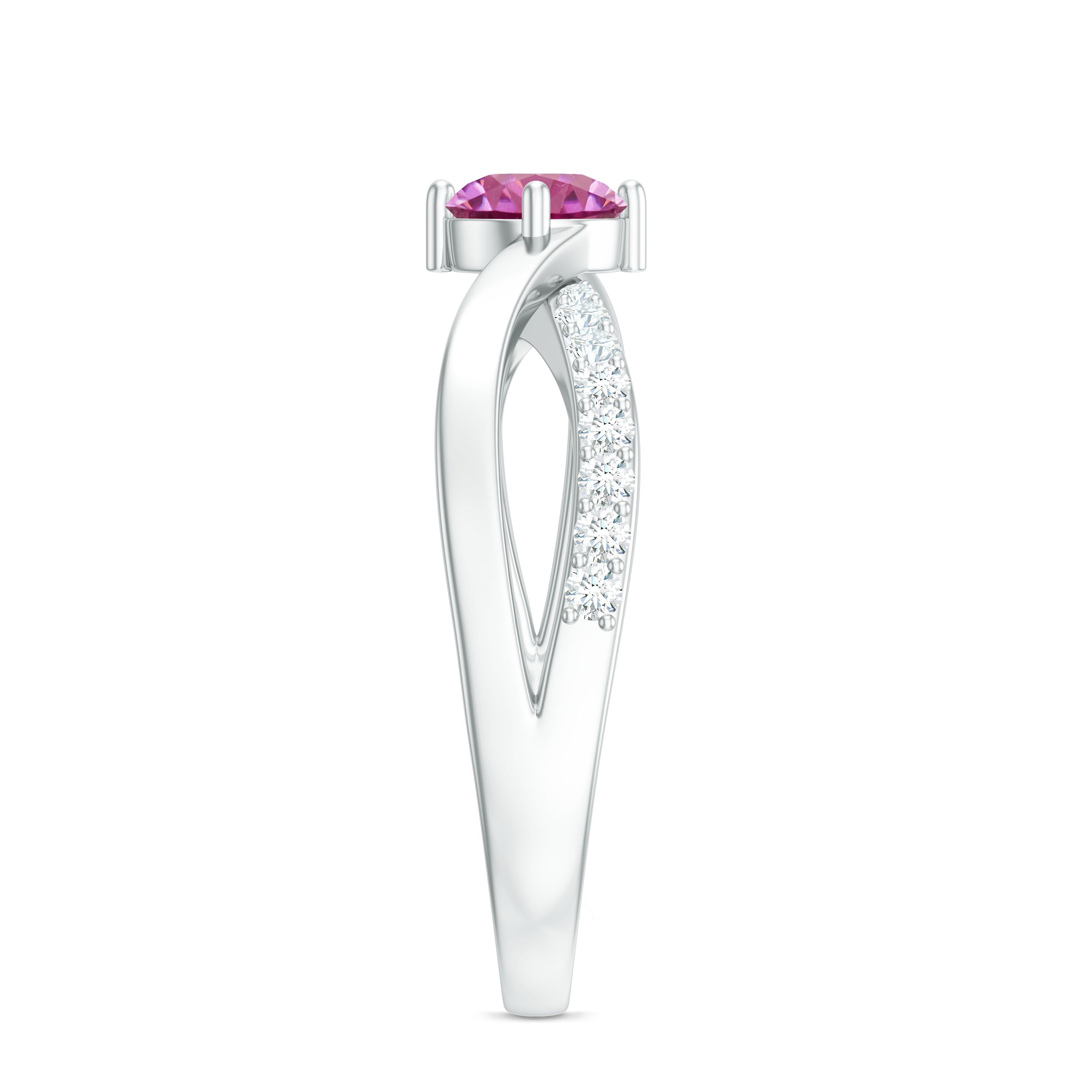1/2 CT Pink Tourmaline Solitaire and Diamond Infinity Ring AAA - Rosec Jewels