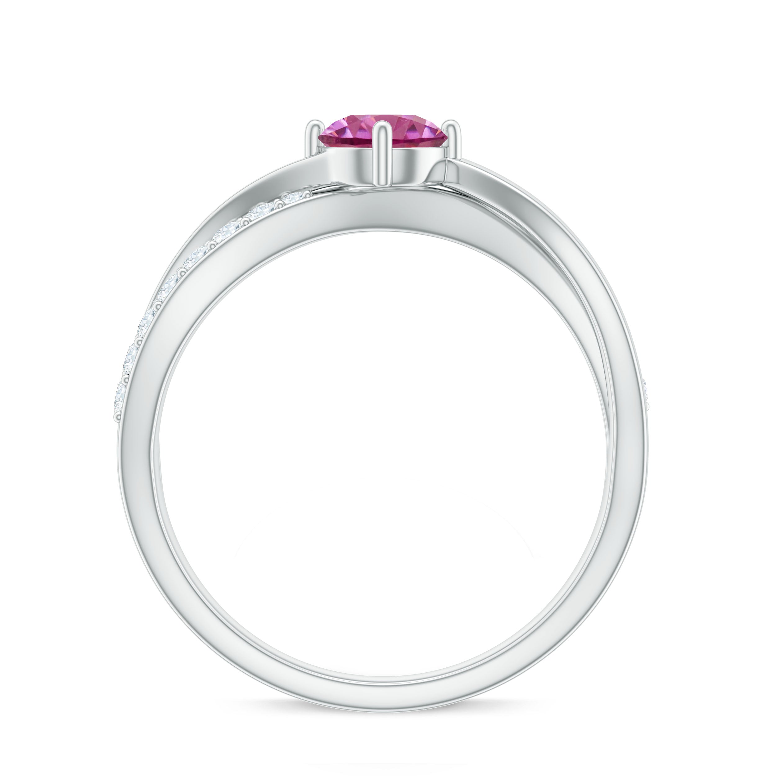 1/2 CT Pink Tourmaline Solitaire and Diamond Infinity Ring AAA - Rosec Jewels