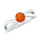 1/2 CT Fire Opal Solitaire and Diamond Infinity Ring AAA - Rosec Jewels