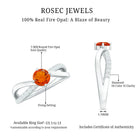 1/2 CT Fire Opal Solitaire and Diamond Infinity Ring AAA - Rosec Jewels