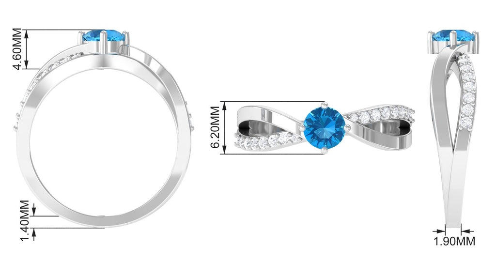 3/4 CT Swiss Blue Topaz Solitaire and Diamond Infinity Ring Swiss Blue Topaz - ( AAA ) - Quality - Rosec Jewels