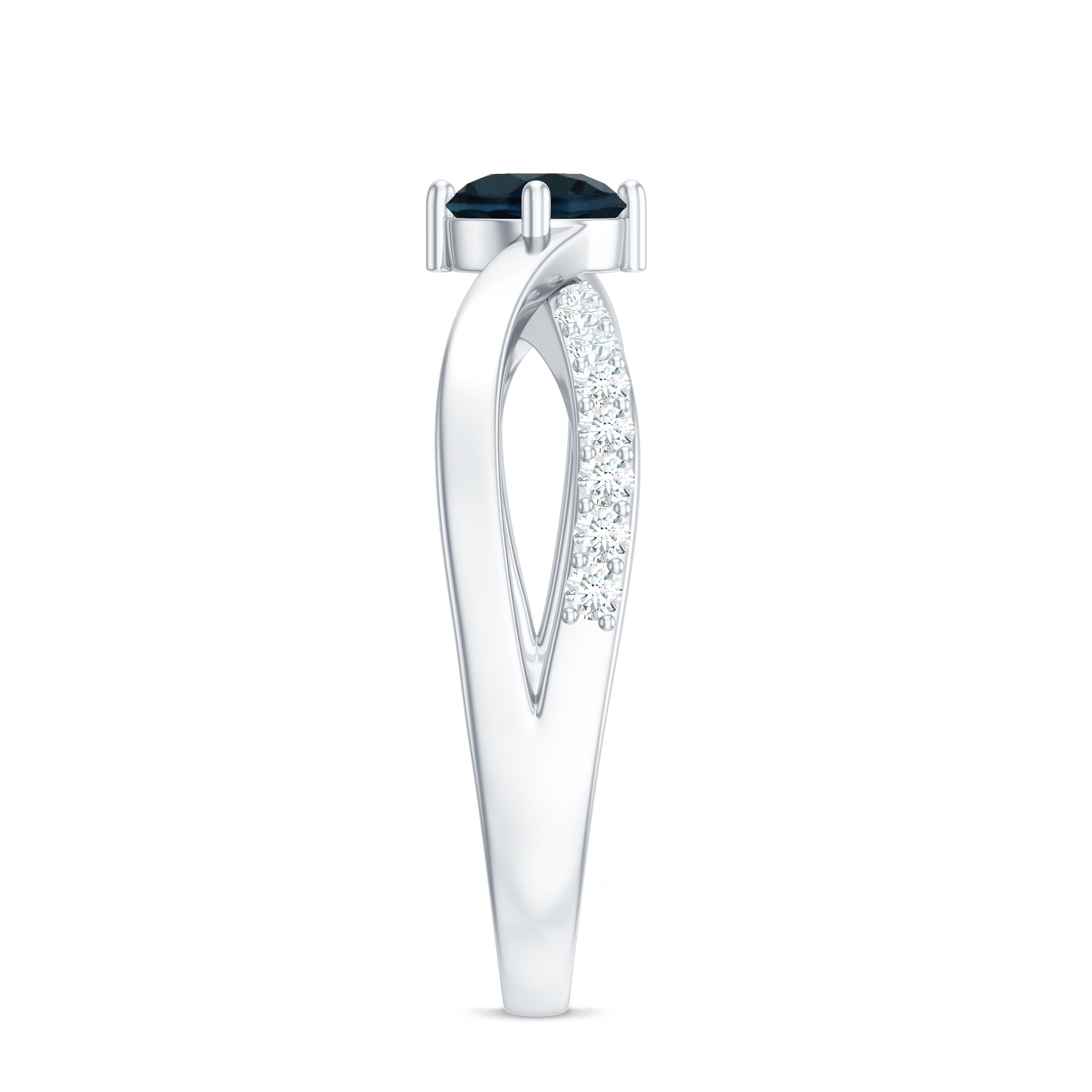 Rosec Jewels-Certified London Blue Topaz Proposal Ring With Diamond