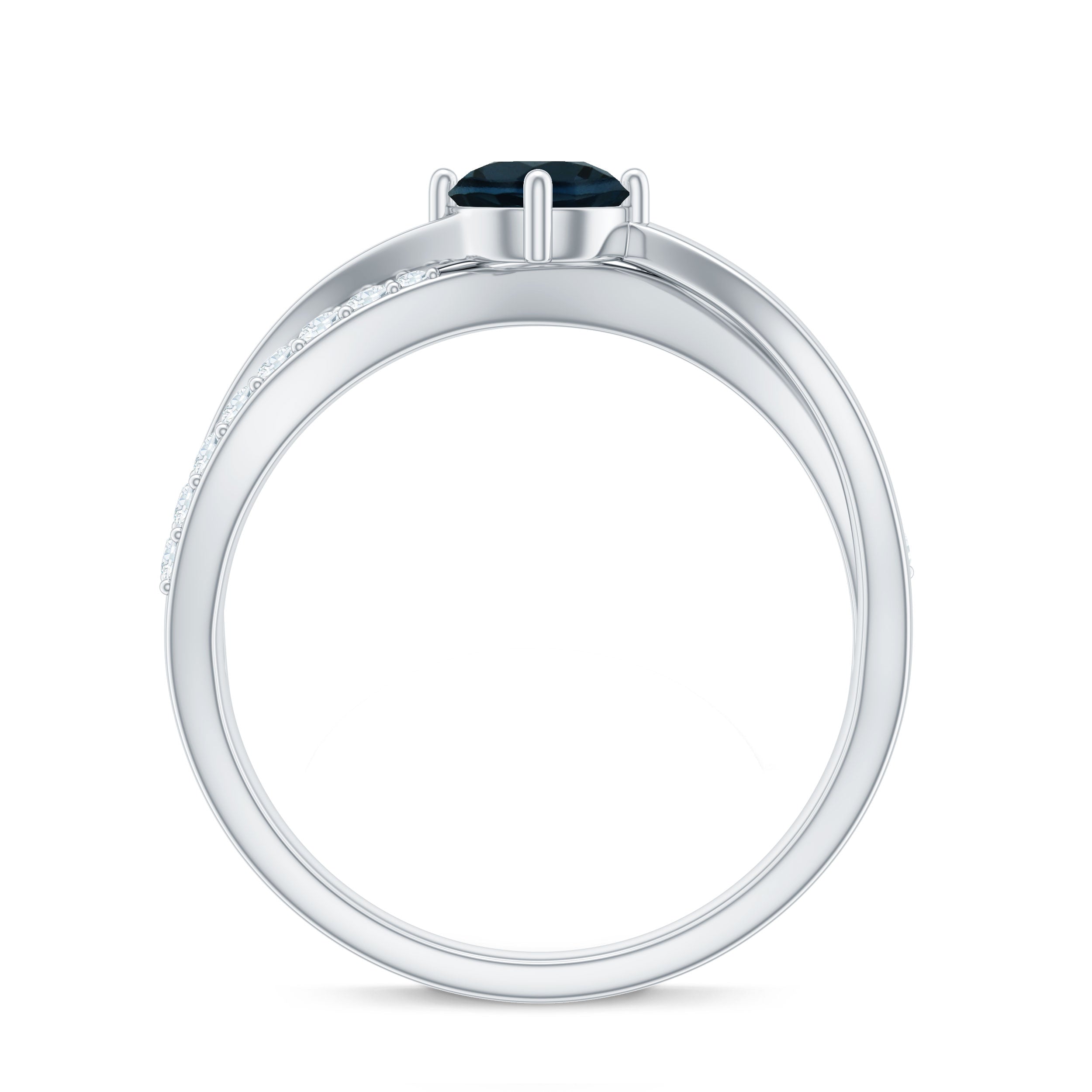 Rosec Jewels-Certified London Blue Topaz Proposal Ring With Diamond