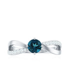 Rosec Jewels-Certified London Blue Topaz Proposal Ring With Diamond