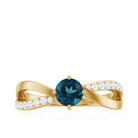 Rosec Jewels-Certified London Blue Topaz Proposal Ring With Diamond