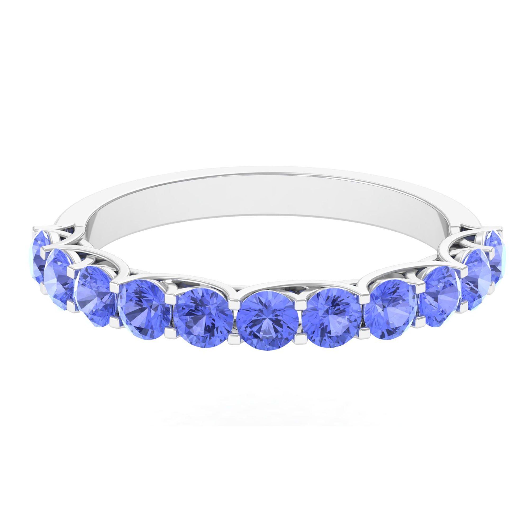 Half Eternity Band Ring with Round Tanzanite in Trellis Setting Tanzanite - ( AAA ) - Quality - Rosec Jewels