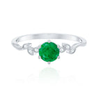 Natural Emerald and Diamond Leaf Promise Ring AAA - Rosec Jewels