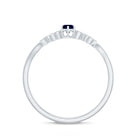 Rosec Jewels-Real Blue Sapphire and Diamond Leaf Inspired Promise Ring