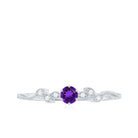 Amethyst and Diamond Leaf Promise Ring with Beaded Detailing AAA - Rosec Jewels