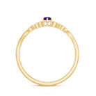 Amethyst and Diamond Leaf Promise Ring with Beaded Detailing AAA - Rosec Jewels