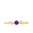 Amethyst and Diamond Leaf Promise Ring with Beaded Detailing AAA - Rosec Jewels