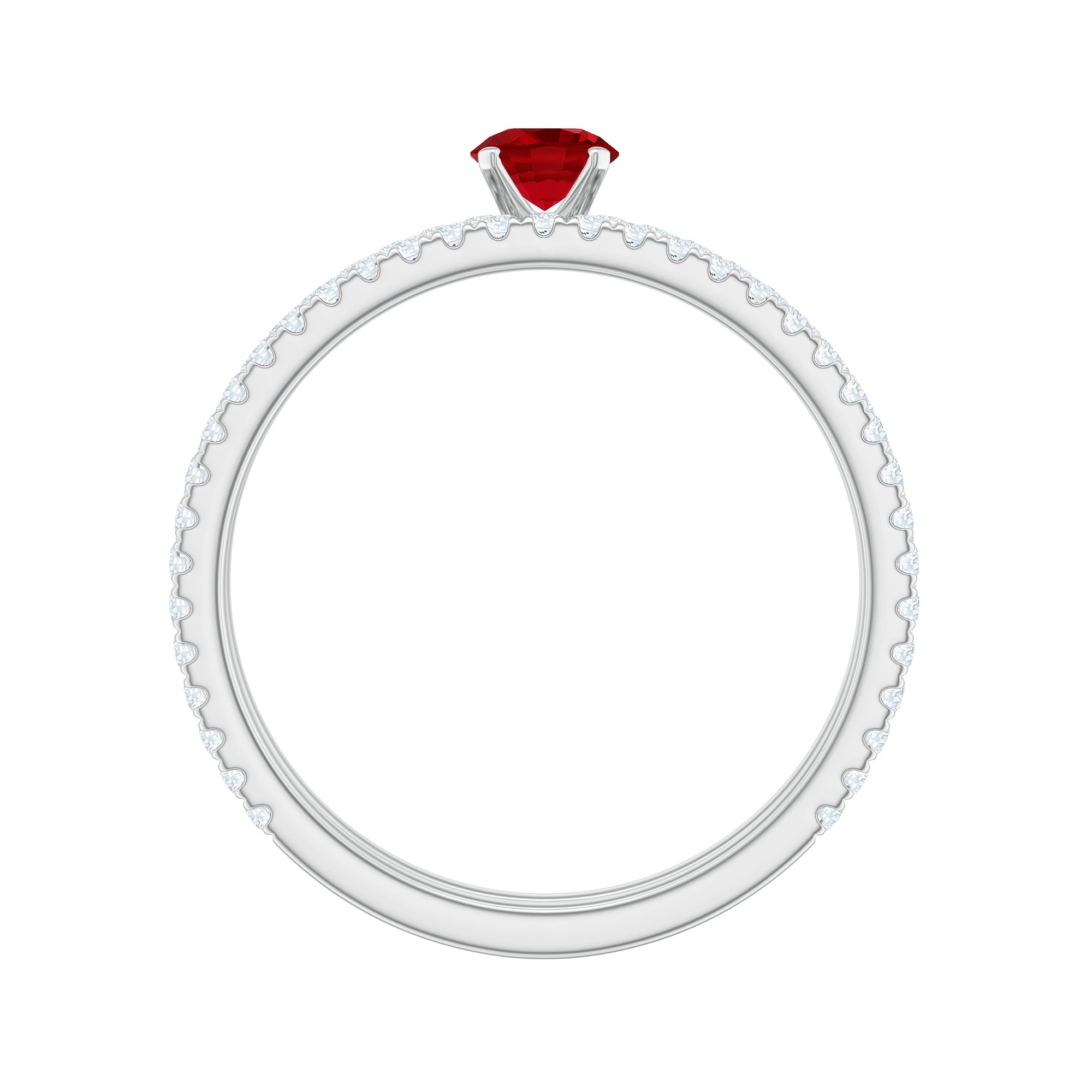 Rosec Jewels-Simple Lab Created Ruby and Diamond Wedding Ring Set