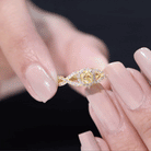 Natural Citrine Diamond Engagement Ring with Criss Cross Shank AAA - Rosec Jewels