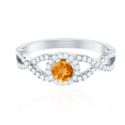 Natural Citrine Diamond Engagement Ring with Criss Cross Shank AAA - Rosec Jewels