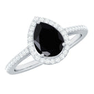 1.25 CT Minimal Black Spinel Engagement Ring with Diamond Accent Black Spinel - ( AAA ) - Quality - Rosec Jewels