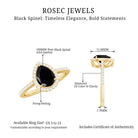 1.25 CT Minimal Black Spinel Engagement Ring with Diamond Accent Black Spinel - ( AAA ) - Quality - Rosec Jewels