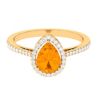 Rosec Jewels-Real 0.6 Carat Fire Opal Teardrop Engagement Ring with Diamond Halo