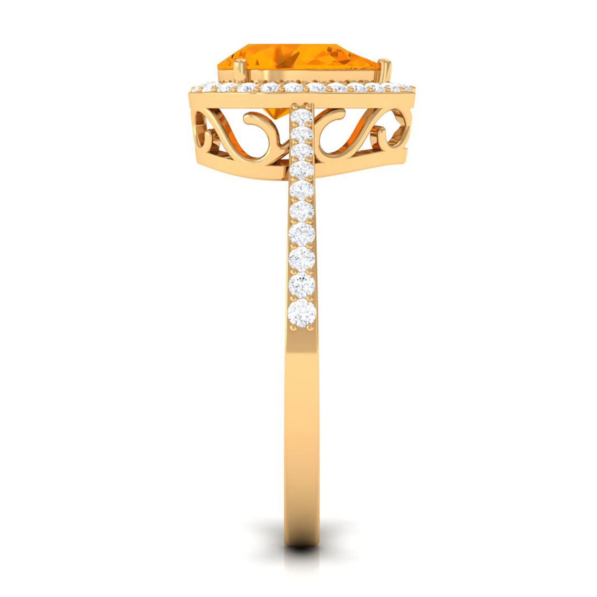 Rosec Jewels-Real 0.6 Carat Fire Opal Teardrop Engagement Ring with Diamond Halo