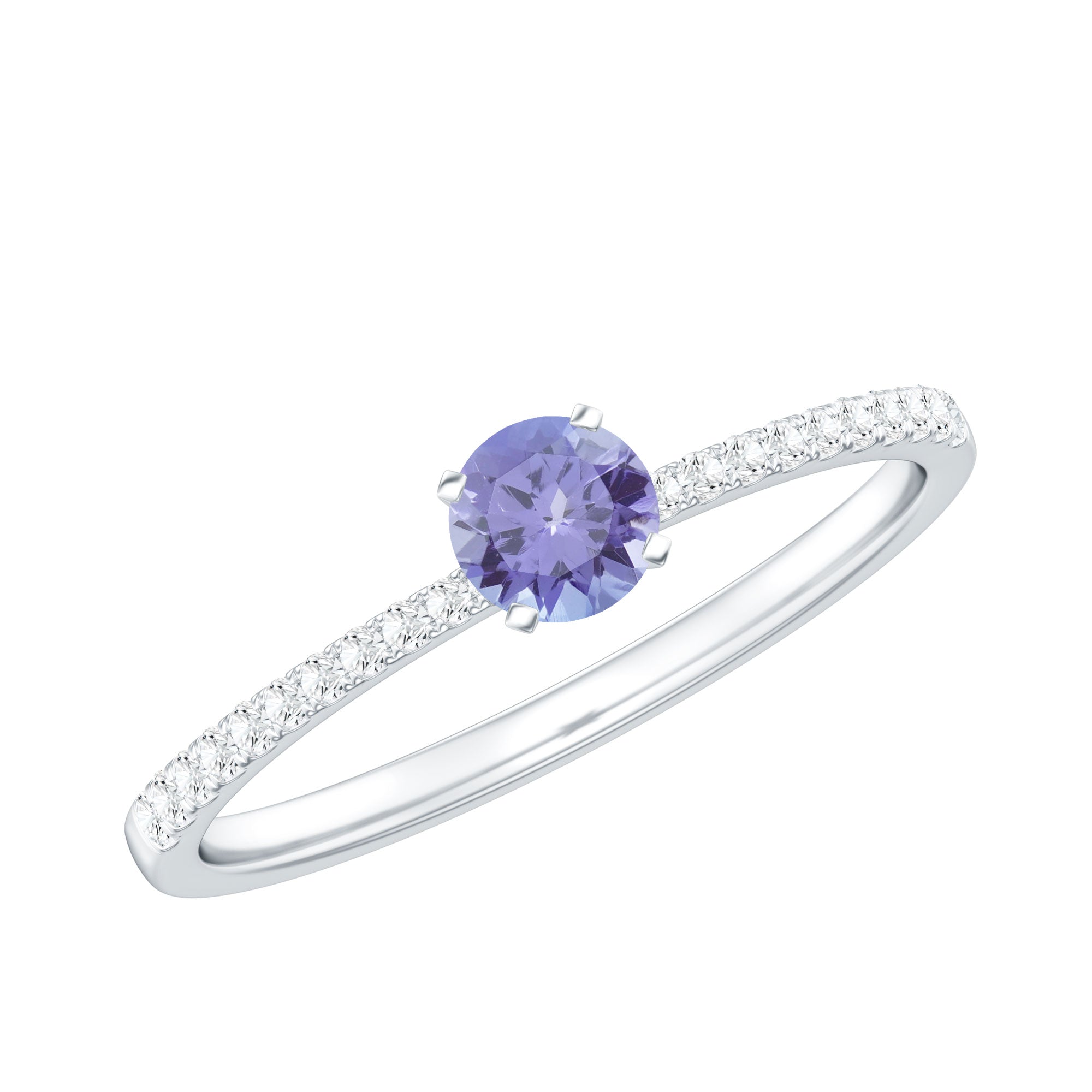 Minimal Tanzanite Diamond Promise Ring for Engagement AAA - Rosec Jewels
