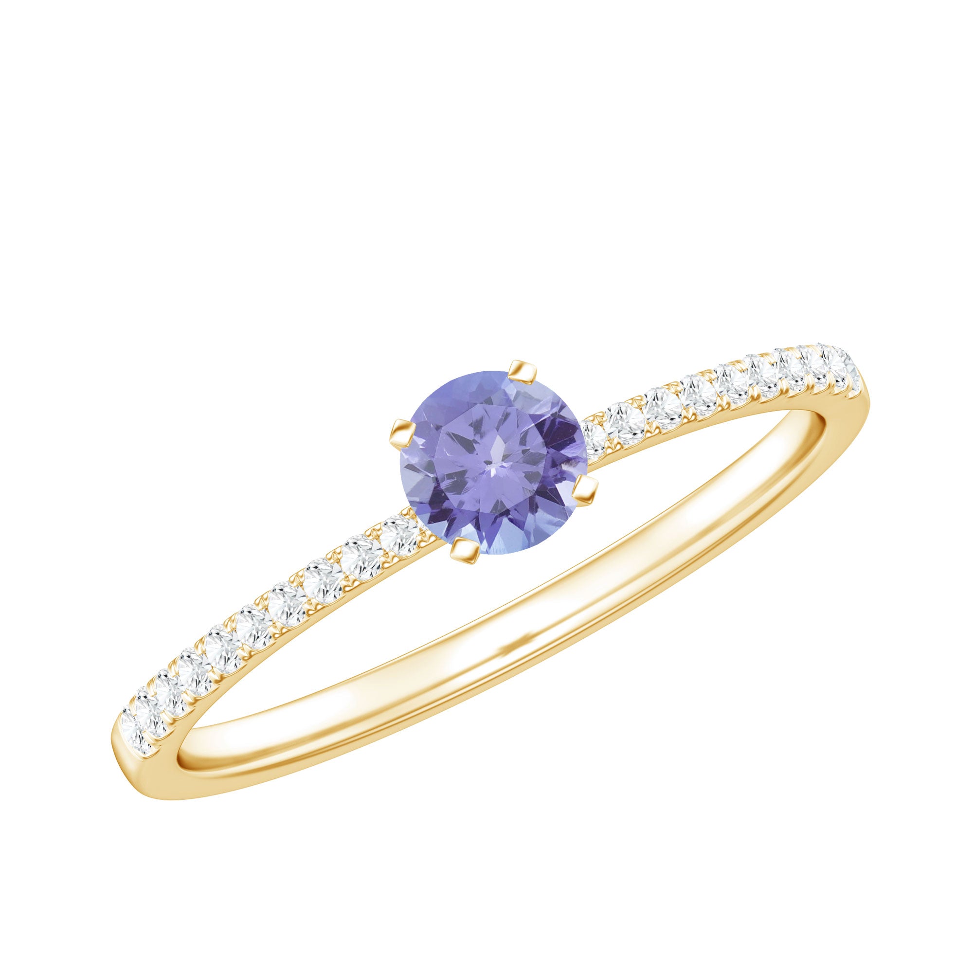 Minimal Tanzanite Diamond Promise Ring for Engagement AAA - Rosec Jewels