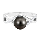 Tahitian Pearl Crossover Diamond Infinity Engagement Ring AAA - Rosec Jewels