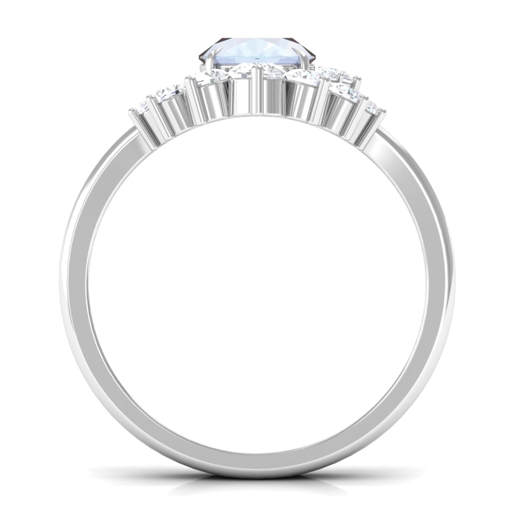 1.25 CT Moonstone and Diamond Engagement Enhancer Ring Set AAA - Rosec Jewels