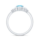Oval Cut Aquamarine and Diamond Engagement Ring Set AAA - Rosec Jewels