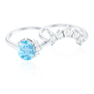 Oval Cut Aquamarine and Diamond Engagement Ring Set AAA - Rosec Jewels