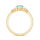 Oval Cut Aquamarine and Diamond Engagement Ring Set AAA - Rosec Jewels