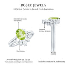 Real 1 Carat Oval Peridot Engagement Ring with Diamond Wedding Band AAA - Rosec Jewels