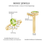 Real 1 Carat Oval Peridot Engagement Ring with Diamond Wedding Band AAA - Rosec Jewels
