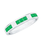 Princess Cut Emerald Mens Wedding Band in Channel Setting AAA - Rosec Jewels