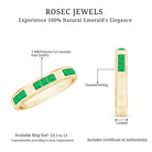 Princess Cut Emerald Mens Wedding Band in Channel Setting AAA - Rosec Jewels