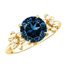 2 Carat Round London Blue Topaz Solitaire Floral Engagement Ring AAA - Rosec Jewels