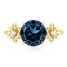 2 Carat Round London Blue Topaz Solitaire Floral Engagement Ring AAA - Rosec Jewels