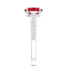 1.5 Carat Lab Grown Ruby Oval Engagement Ring with Diamond Side Stones AAAA - Rosec Jewels