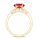 1.5 Carat Lab Grown Ruby Oval Engagement Ring with Diamond Side Stones AAAA - Rosec Jewels