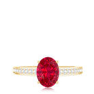 1.5 Carat Lab Grown Ruby Oval Engagement Ring with Diamond Side Stones AAAA - Rosec Jewels