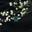Rosec Jewels-8 MM Solitaire Lab Emerald Princess Cut Engagement Ring with Moissanite