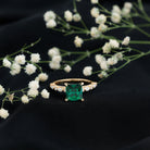 Rosec Jewels-8 MM Solitaire Lab Emerald Princess Cut Engagement Ring with Moissanite