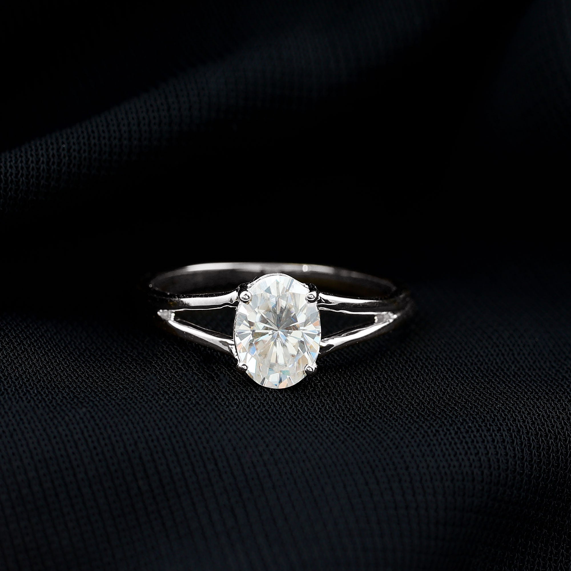1.25 CT Oval Moissanite Engagement Ring With Certificate D-VS1 - Rosec Jewels