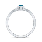 4X8mm Marquise Cut London Blue Topaz Cocktail Ring with Diamond AAA - Rosec Jewels