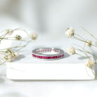 Genuine 1.7 Carat Princess Cut Ruby Eternity Wedding Ring for Women AAA - Rosec Jewels