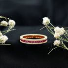 Genuine 1.7 Carat Princess Cut Ruby Eternity Wedding Ring for Women AAA - Rosec Jewels