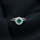 1 CT Emerald Engagement Ring with Diamond Halo Emerald - ( AAA ) - Quality - Rosec Jewels