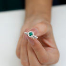 1 CT Emerald Engagement Ring with Diamond Halo Emerald - ( AAA ) - Quality - Rosec Jewels